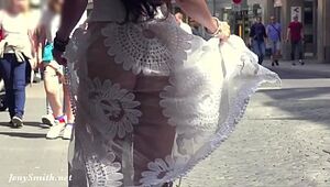 Fright City - Jeny Smith walks in public in see-through dress without undies