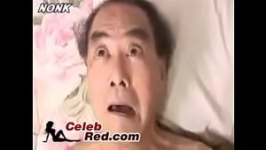 Japanese huge-boobed nurse tear up grandfather (Who is she?)