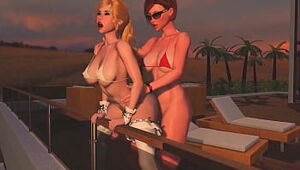 Nasty Red-haired She-male boinks Light-haired She-male - Ass fucking Sex, 3d Futanari Animation Porno On the Sunset